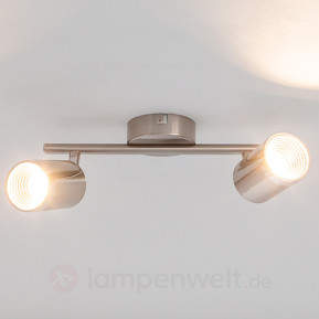 Nickelfarbene LED-Deckenleuchte Jarne, 2-fl.