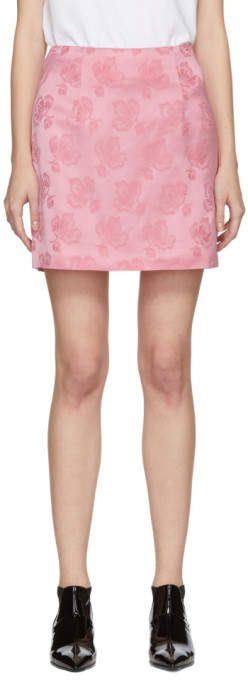 Pink Floral Jacquard Skirt