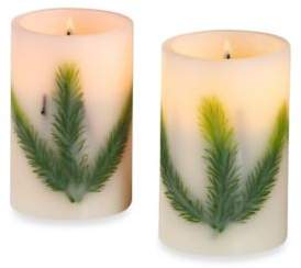 Pine Needle Flameless Flickering LED Candles (Set of 2)