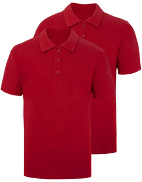 Boys Red School Slim Fit Polo Shirt 2 Pack