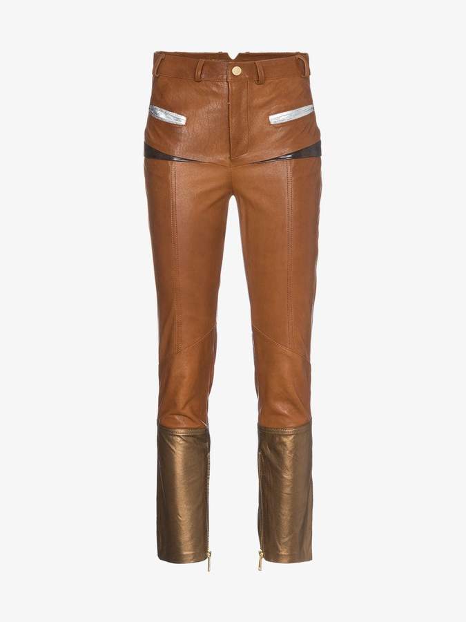 Skiim Leather trousers with zip detail