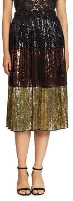 NO. 21 Metallic Sequined Colorblock Skirt