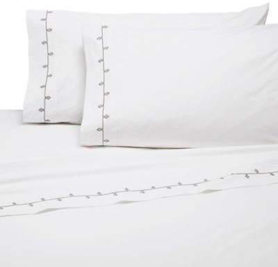 Selene Embroidered Queen Sheet Set in Grey
