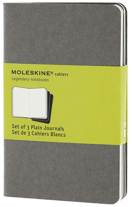 Cahier Pocket, blanko, warmes Hellgrau (3er-Set)