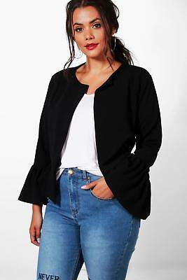 Damen Plus Kate Kragenlose Jacke mit Rüschensaum