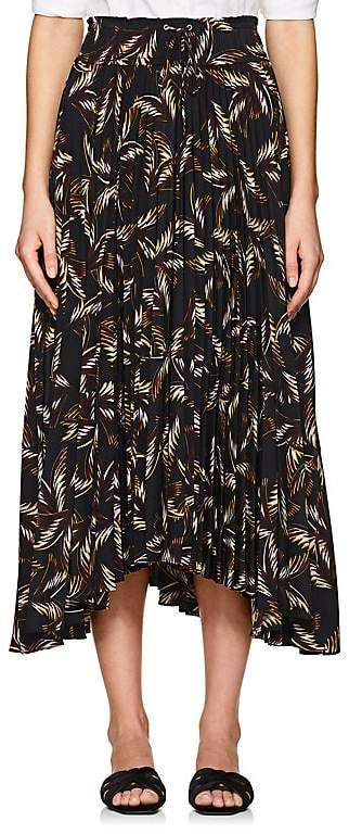 Women's Maya Pleated Palm-Leaf-Print Charmeuse Skirt