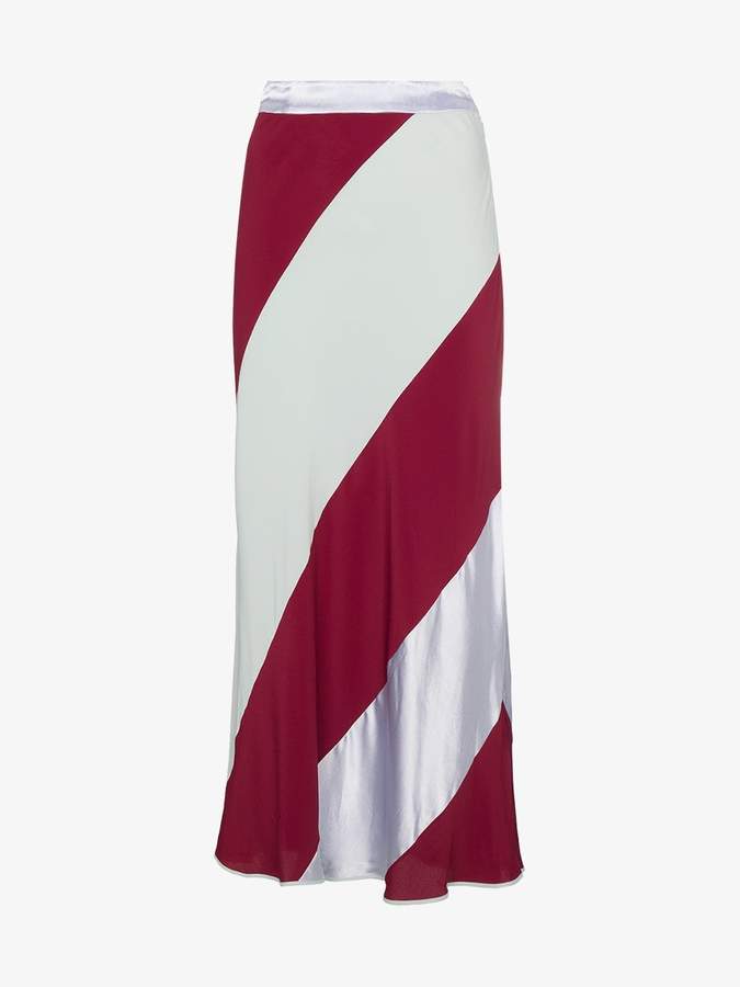Silk Diagonal Striped Skirt