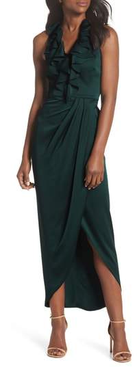 Luxe Plunging Frill Maxi Dress