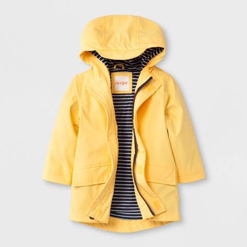 Toddler Boys' Solid Hooded Rain Jacket Yellow