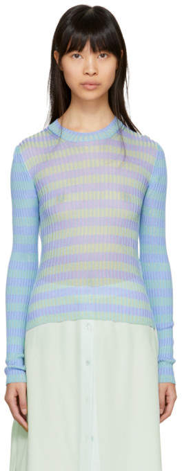 Blue and Green Ribbed Rutmar Sweater