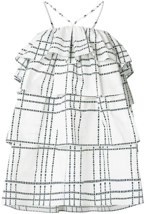 layered ruffle check dress