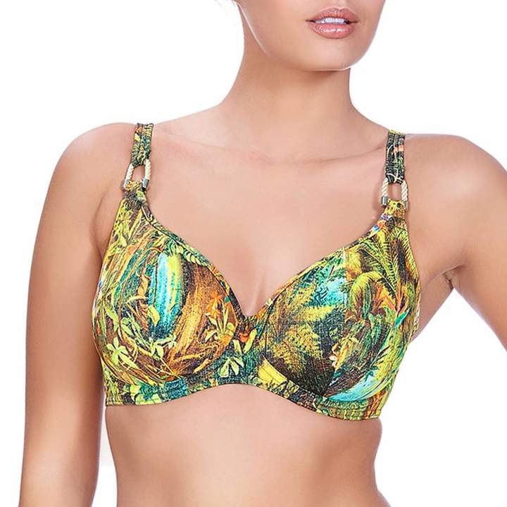 Green Tropic Wilderness Underwired Plunge Bikini Top