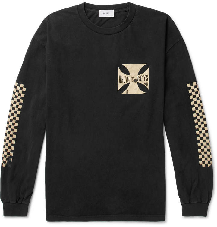 Rhude Boys Oversized Printed Washed Cotton-Jersey T-Shirt