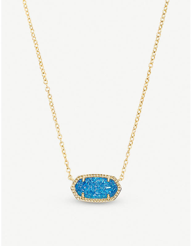 Elisa 14ct gold-plated and cobalt drusy pendant necklace