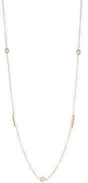 Zoe Chicco Diamond Pendant & 14K Gold Bar Necklace