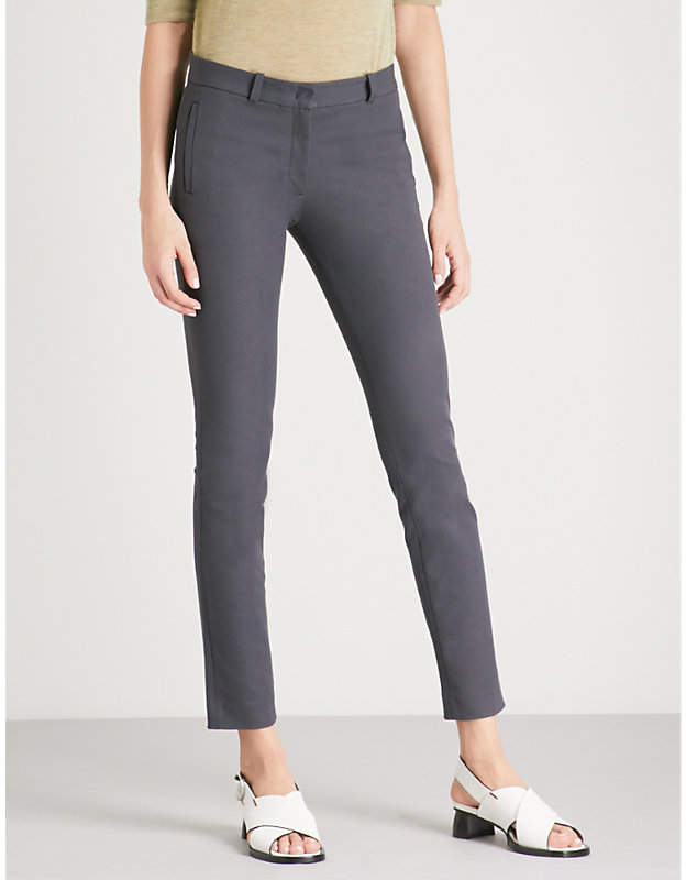 Slim-fit skinny mid-rise stretch-gabardine trousers