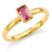 Delicate Hue Pink Tourmaline & 24K Yellow Gold Ring