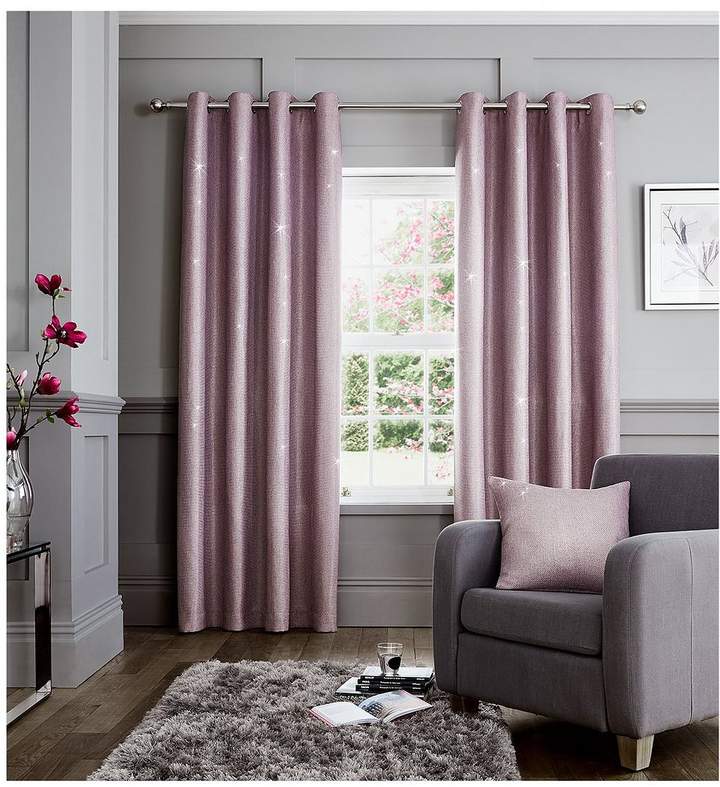 Catherine Lansfield Luxury Glamour Weave Lined Eyelet Curtains