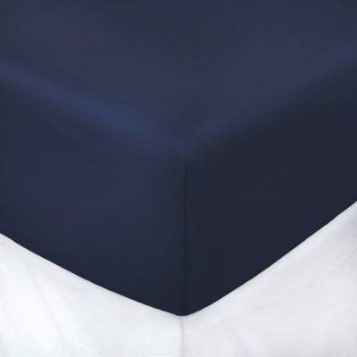 250-Thread-Count 72-Inch x 84-Inch with 12-Inch Deep-Pocket California King Fitted Sheet in Navy