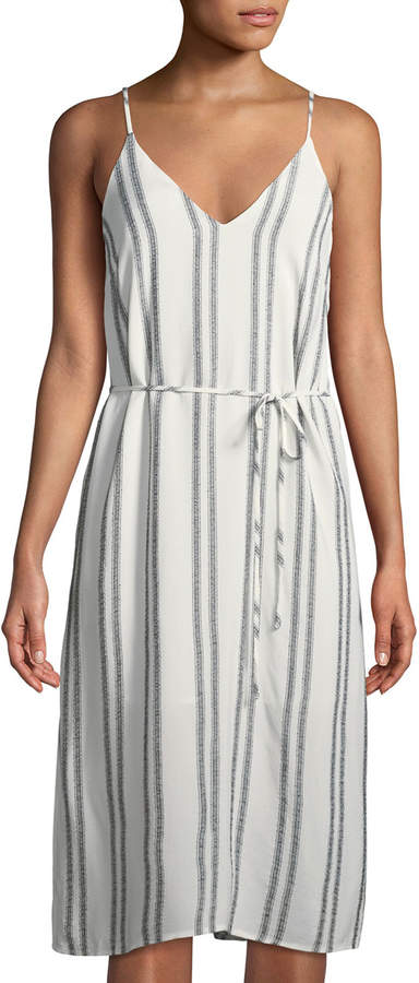 Estrella Striped Tie-Front Midi Dress