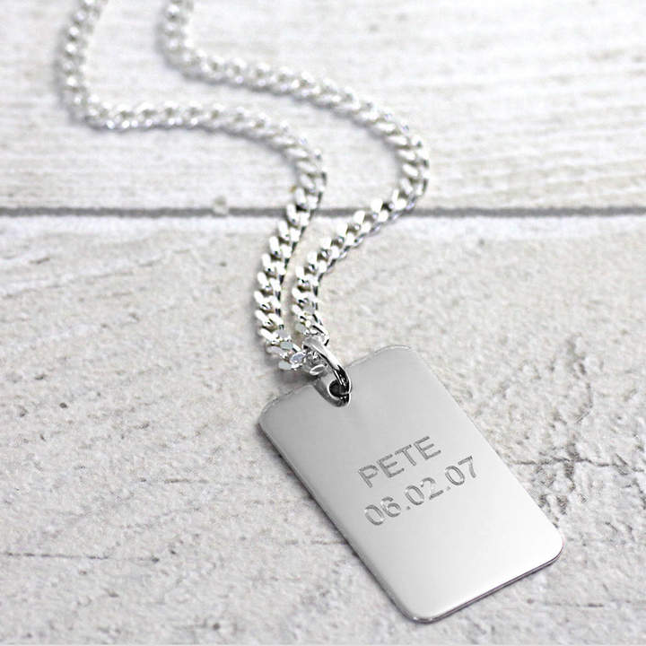 Hersey Silversmiths Boys Silver Dog Tag Necklace