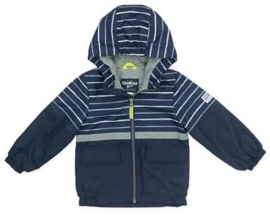 Striped Mesh Hooded Jacket in Navy