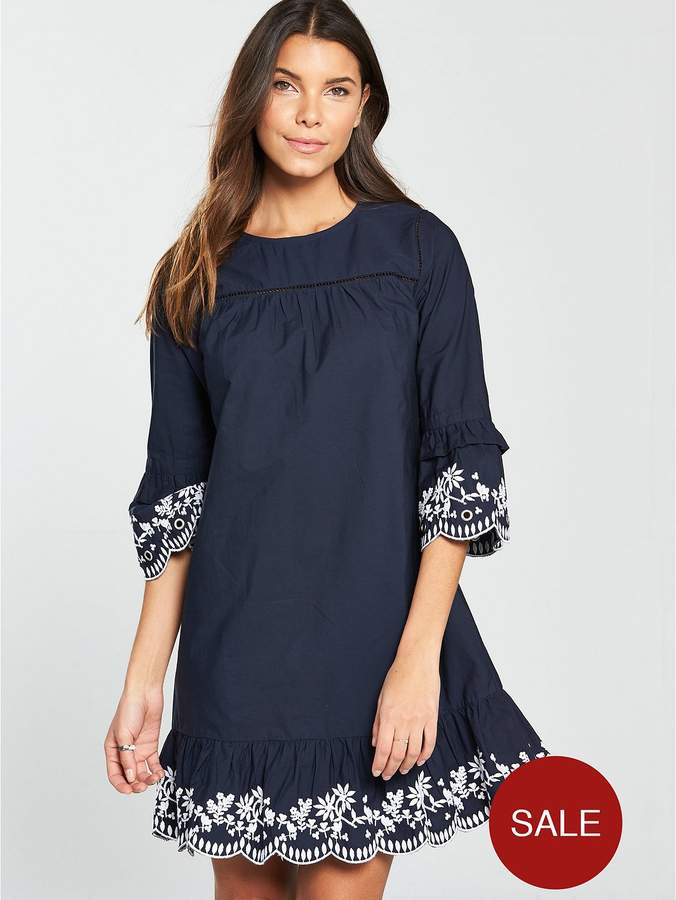 Embroided Smock Dress