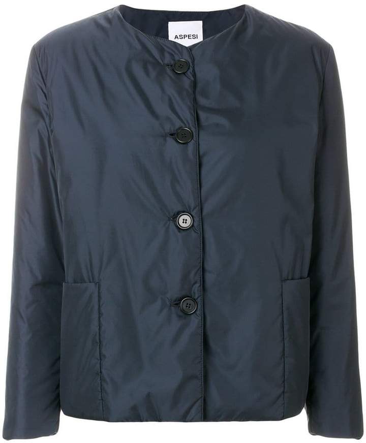 Cropped-Jacke ohne Kragen