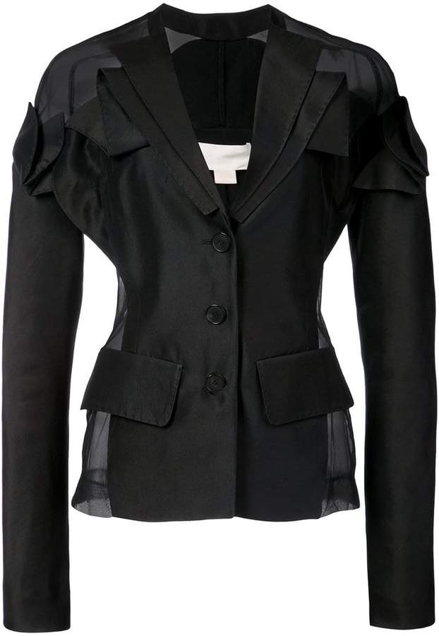 fitted sheer panel blazer