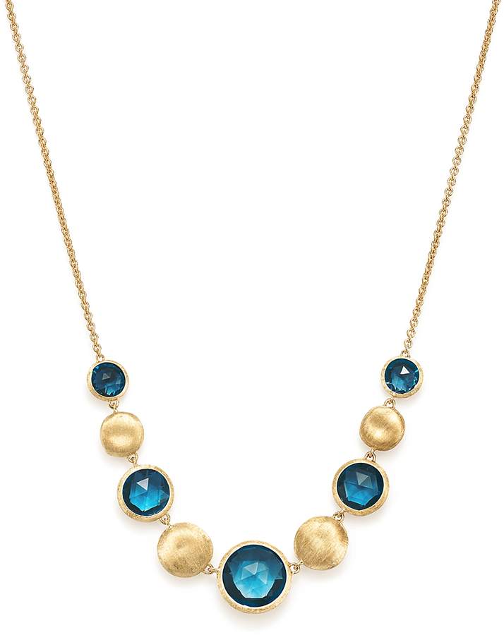 18K Yellow Gold Jaipur Blue Topaz Collar Necklace, 18
