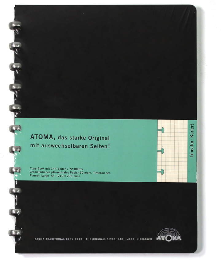 atoma - Classic Alu Notizbuch Kariert 210 x 295, Schwarz