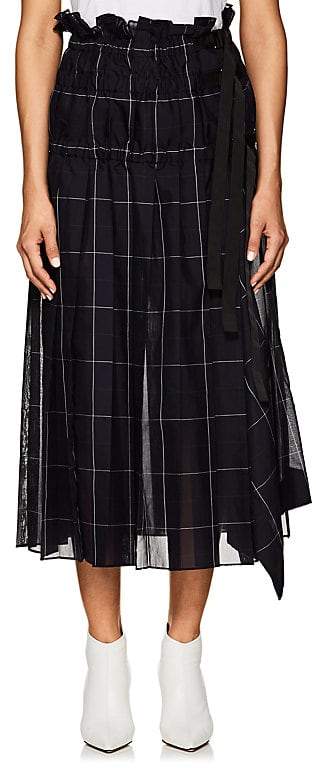 Women's Checked Pleated Organza Midi-Skirt