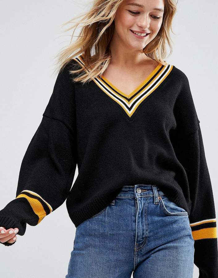  Sweater With V Neck And Tipping