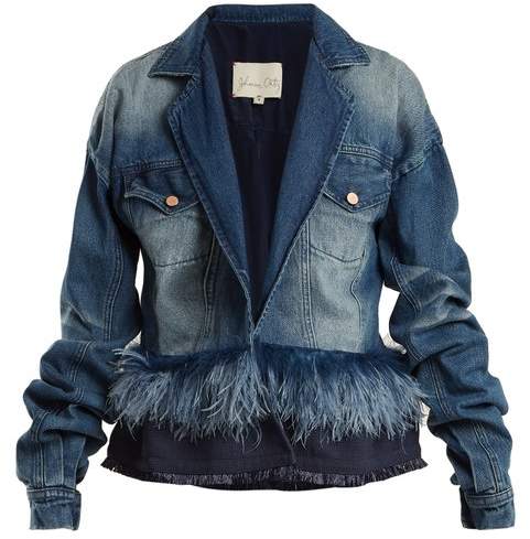 JOHANNA ORTIZ Feather-embellished denim jacket