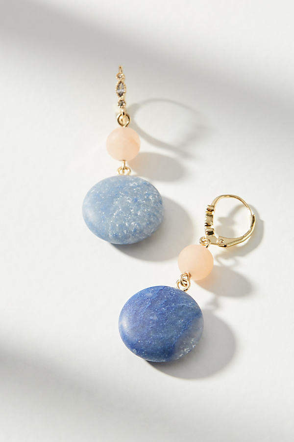 Hängeohrringe mit gesprenkelten Schmucksteinen - Navy