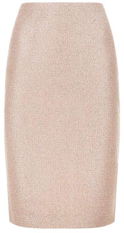 Frosted Metallic Knit Pencil Skirt
