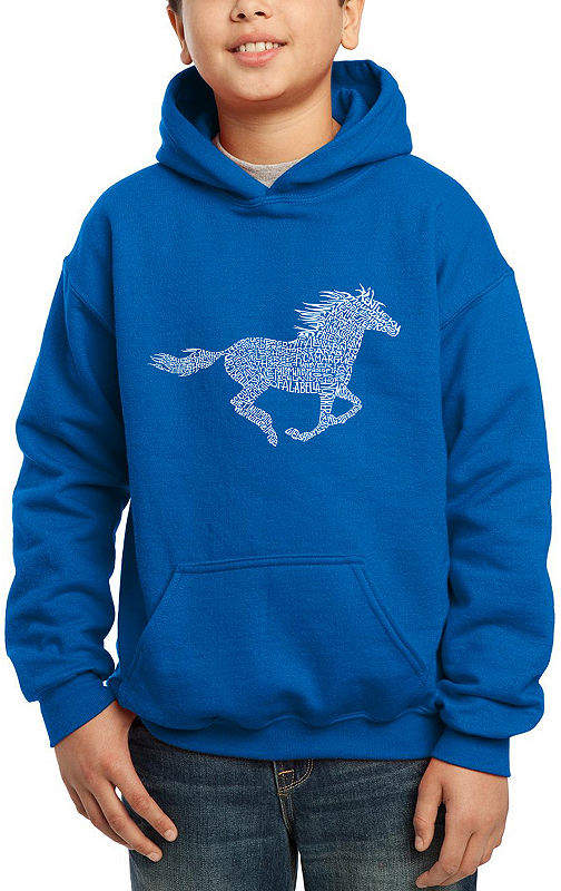 LOS ANGELES POP ART Los Angeles Pop Art Boy's Word Art Hooded Sweatshirt - Horse Breeds