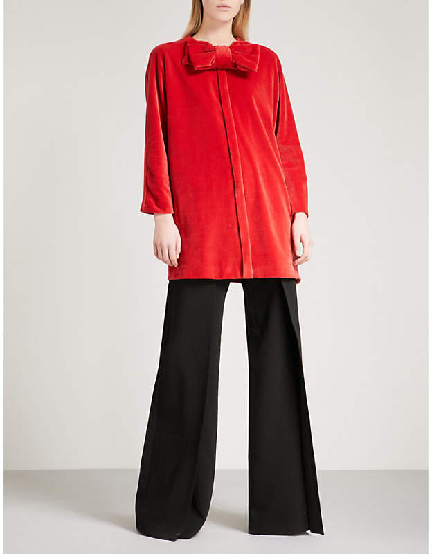 Merchant Archive Bow-embellished velvet jacket