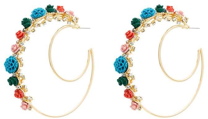 Gold Pillar Double Hoop Earrings