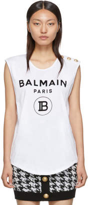 Balmain White Three Button Tank Top Balmain White Three Button Tank Top
