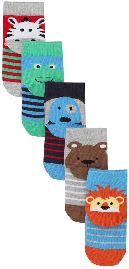 Animal stripe socks five pack