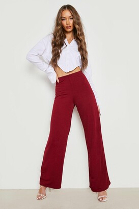 boohoo High Waist Basic Crepe Wide Leg Pants