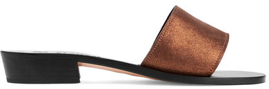 Sevan Metallic Textured-leather Slides - Bronze