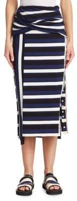 Striped Wrap Maxi Skirt