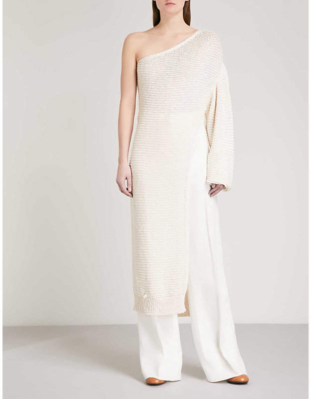One-shoulder knitted jumper dress