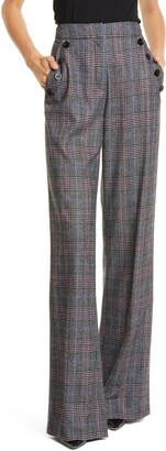 Veronica Beard Tuli Glen Plaid Wide Leg Pants