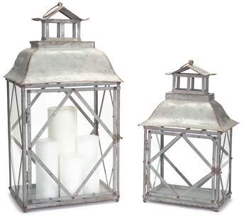 Wayfair 2 Piece Metal/Glass Lantern Set