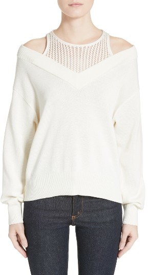 Cotton Blend Sweater With Inner Tank