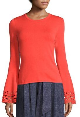 Cutout Flare Sleeve Pullover