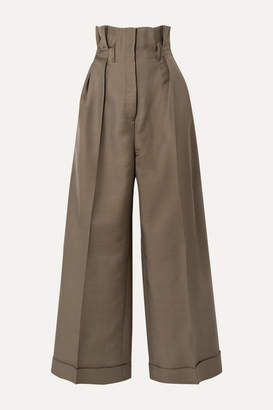 Acne Studios Perrie Wool-blend Twill Wide-leg Pants - Army green